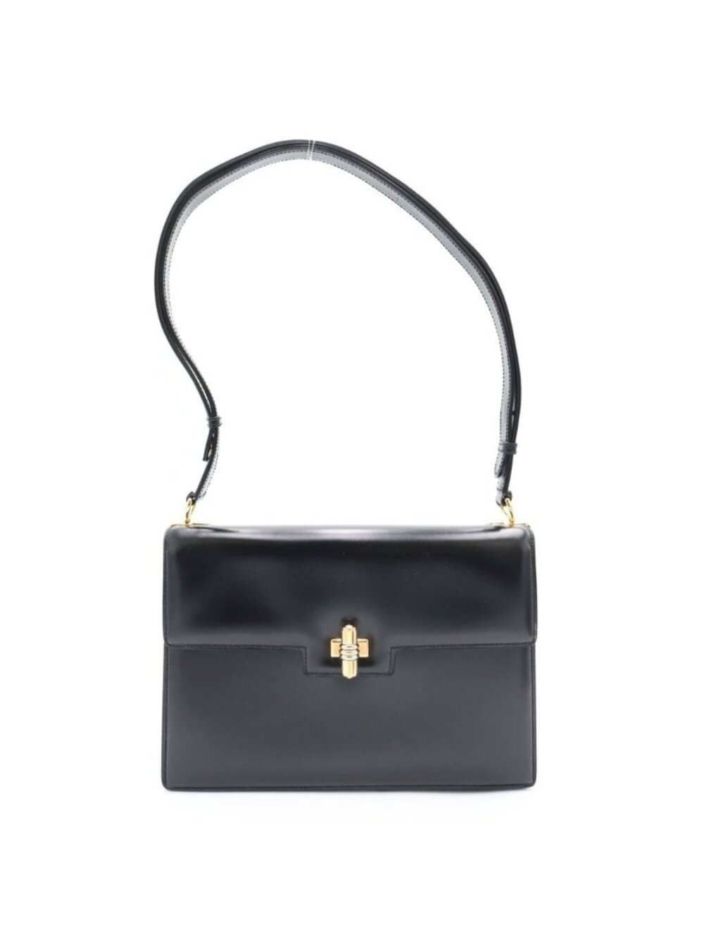 Gucci Turnlock Shoulder Bag Black Leather Gold